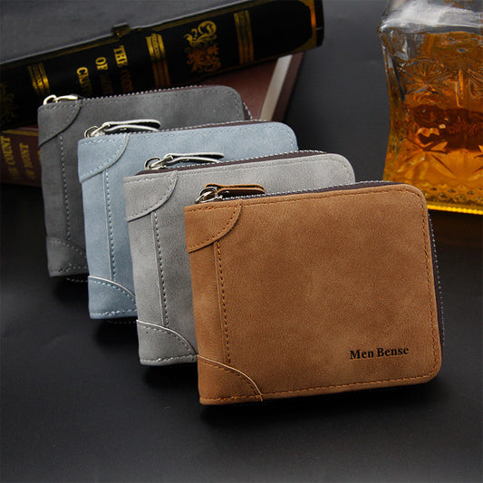 Eco-Friendly Men's Frosted PU Leather Wallet in Multiple Shades