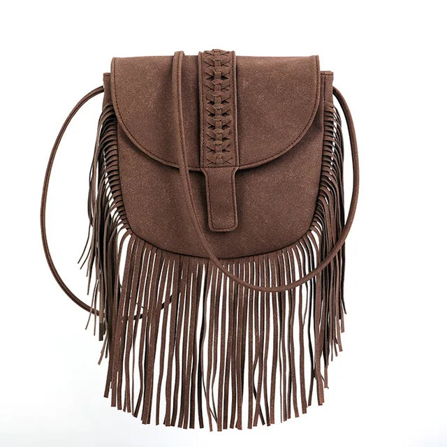 Boho Chic Faux Suede Fringe Tassel Shoulder Bag