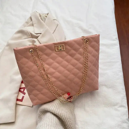 Elegant Diamond Lattice PU Leather Handbag