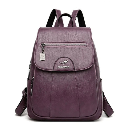 Embossed Design Elegant Leather Women's Backpack