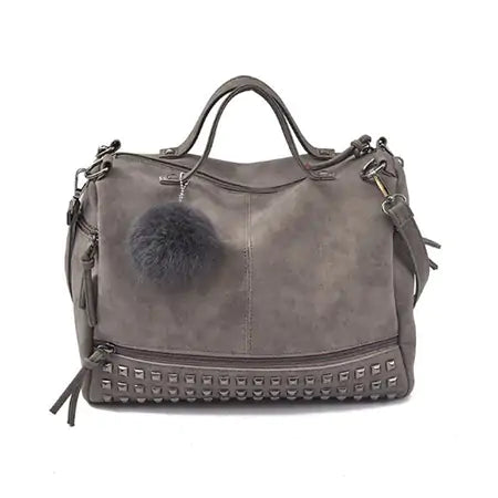 Vintage Rivet Nubuck Leather Handbag