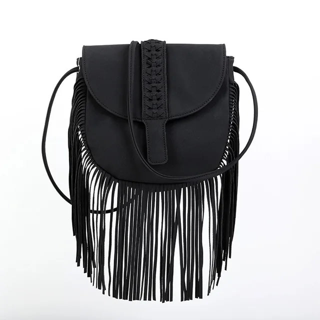 Boho Chic Faux Suede Fringe Tassel Shoulder Bag