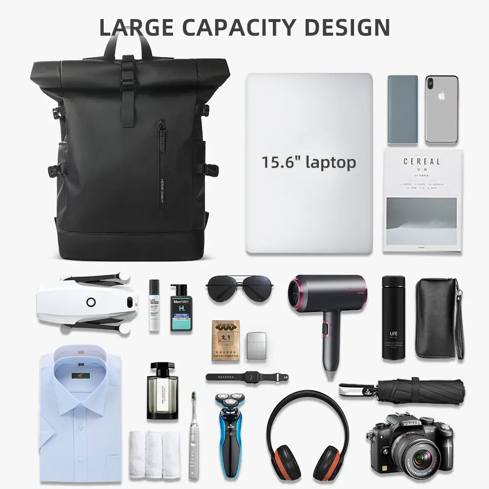 Heroic Knight Men's Travel Backpack: Expandable & USB Charging
