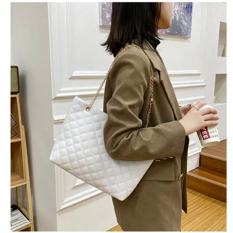 Elegant Diamond Lattice PU Leather Handbag
