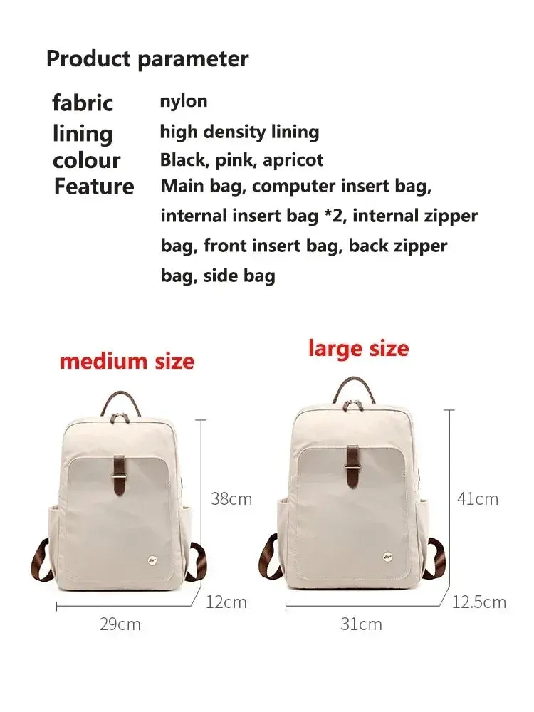 Chic Multi-Compartment Women's Nylon Backpack for Leisure & Travel