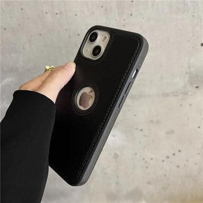 Elegant Solid Color PU Leather iPhone Case: Sleek Protection