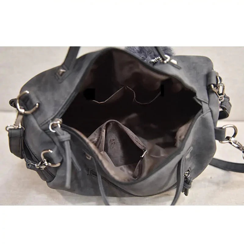 Vintage Rivet Nubuck Leather Handbag